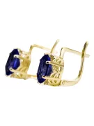 Oro amarillo de 8 quilates 333 Sapphire pendientes vec003x-sp Ruso Soviético URSS Joyería vintage Art Deco style